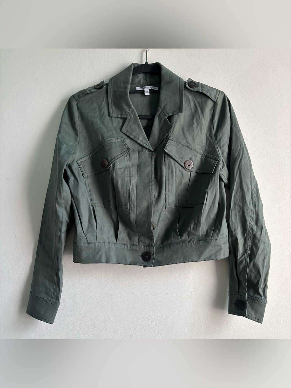 INTERMIX Green Cropped Utility Jacket